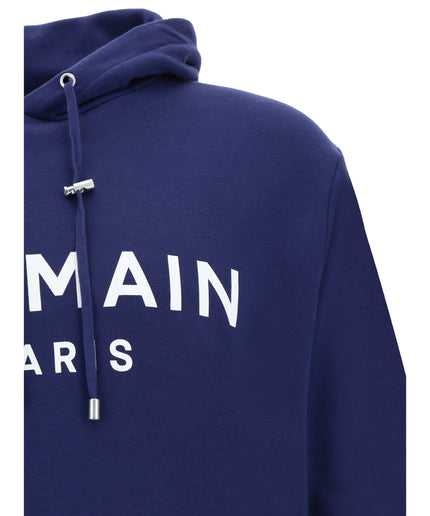 Balmain Elegant Navy Blue Monogram Hoodie