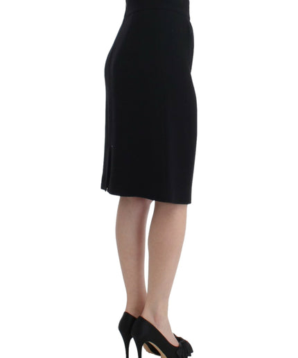 Cavalli Elegant Black Wool Pencil Skirt