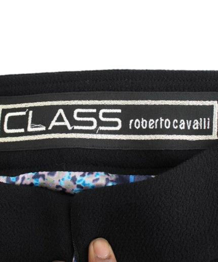 Cavalli Elegant Black Wool Pencil Skirt