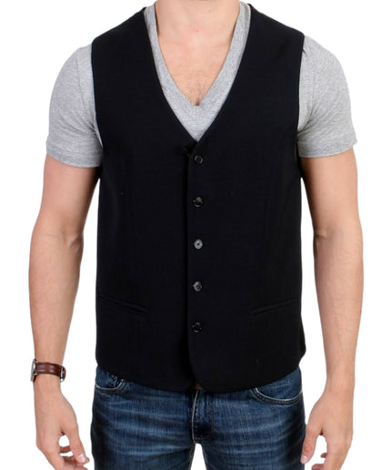 Costume National Elegant Black Wool Blend Casual Vest