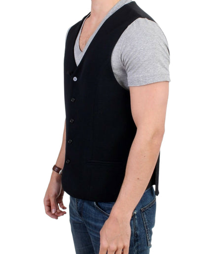 Costume National Elegant Black Wool Blend Casual Vest