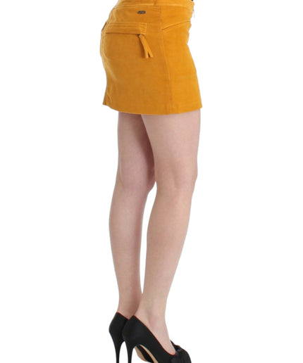 Costume National Chic Yellow Corduroy Mini Skirt