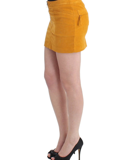 Costume National Chic Yellow Corduroy Mini Skirt