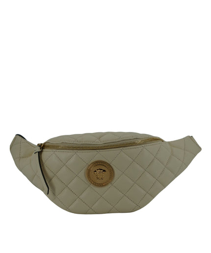 Versace Elegant White Lamb Leather Belt Bag