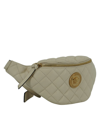 Versace Elegant White Lamb Leather Belt Bag