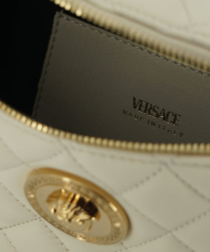 Versace Elegant White Lamb Leather Belt Bag