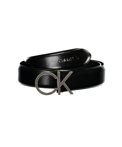 Calvin Klein Elegant Black Leather Belt with Metal Buckle