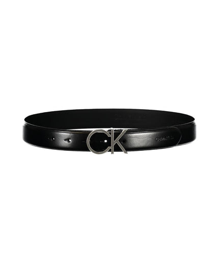 Calvin Klein Elegant Black Leather Belt with Metal Buckle