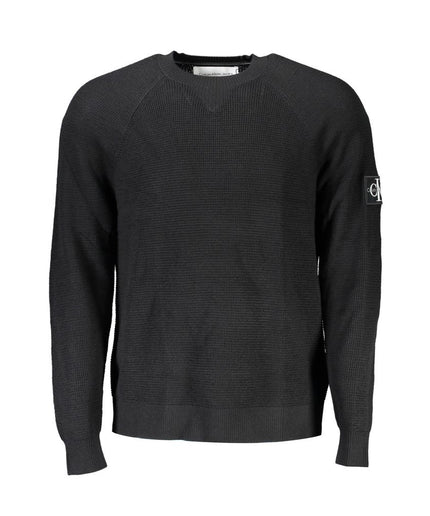 Calvin Klein Elegant Black Wool Sweater - Long Sleeved Crew Neck