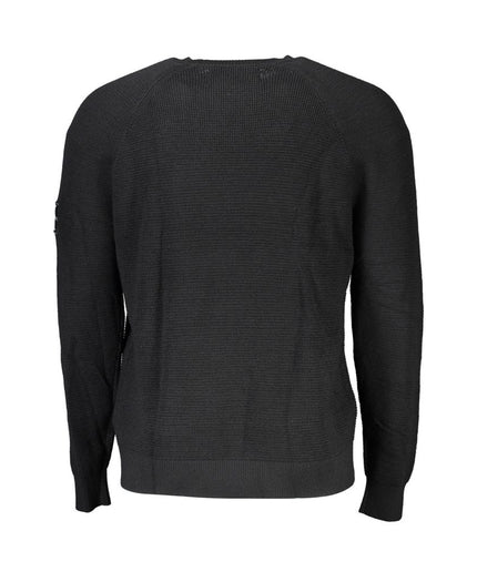 Calvin Klein Elegant Black Wool Sweater - Long Sleeved Crew Neck