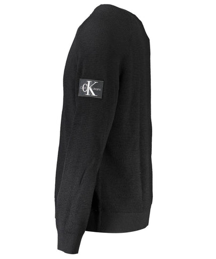 Calvin Klein Elegant Black Wool Sweater - Long Sleeved Crew Neck