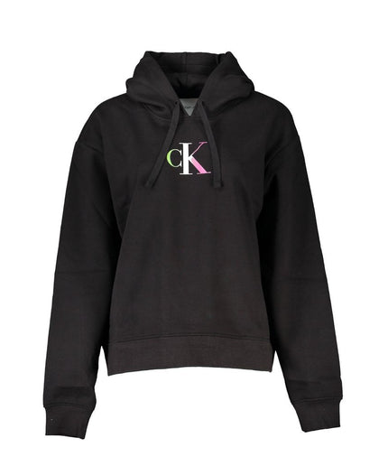 Calvin Klein Chic Black Hooded Sweatshirt with Fleece Interior