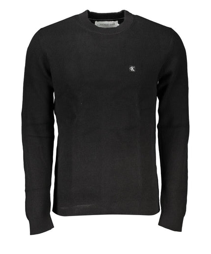 Calvin Klein Sleek Black Crew Neck Sweater with Logo