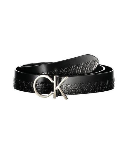 Calvin Klein Elegant Black Leather Belt with Metal Buckle