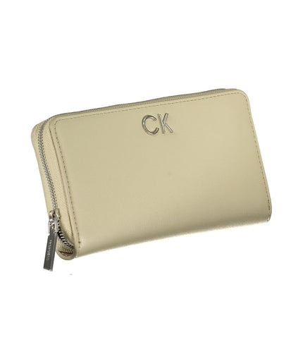 Calvin Klein Elegant Beige Zip Wallet with RFID Blocking