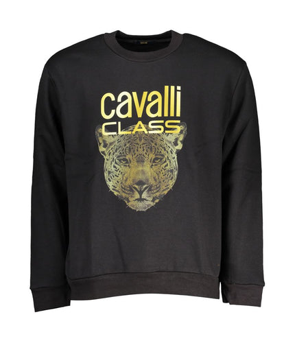 Cavalli Class Chic Fleece Crew Neck Sweatshirt in Black