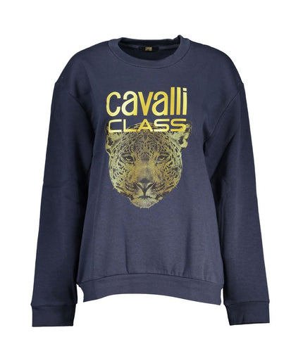 Cavalli Class Elegant Blue Fleece Crew Neck Sweatshirt