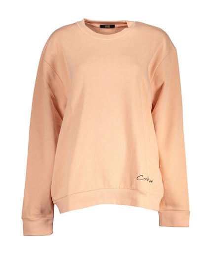 Cavalli Class Elegant Long-Sleeved Pink Fleece Sweatshirt