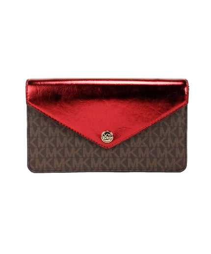 Michael Kors Jet Set Travel Crimson Small Flap Clutch Crossbody Bag