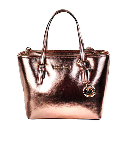 Michael Kors Jet Set Primrose Metallic XS Carryall Top Zip Tote Bag Purse