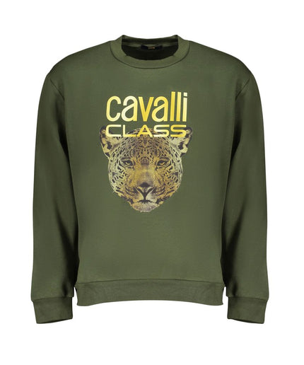 Cavalli Class Elegant Green Fleece Crew Neck Sweatshirt