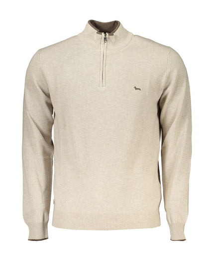 Harmont & Blaine Beige Half-Zip Sweater with Embroidery Detail