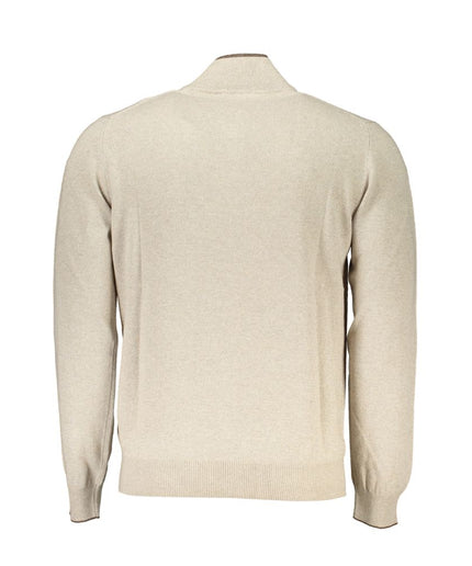 Harmont & Blaine Beige Half-Zip Sweater with Embroidery Detail