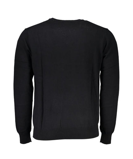 Harmont & Blaine Elegant V-Neck Embroidered Black Sweater