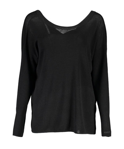 Gant Elegant Black Wool Sweater with Round Neck