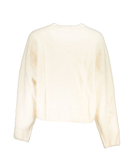 Desigual Chic White Embroidered Crew Neck Sweater