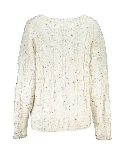 Desigual Chic Contrast V-Neck Sweater with Logo Detail