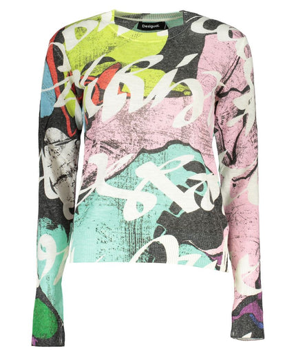 Desigual Elegant Contrast Crew Neck Sweater