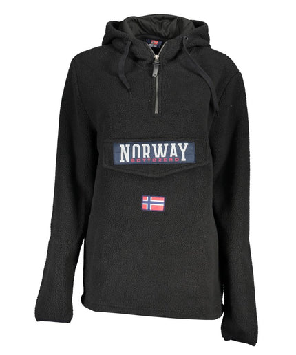 Norway 1963 Elegant Black Half Zip Hooded Sweatshirt