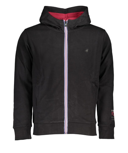 U.S. Grand Polo Sleek Black Fleece Hooded Sweatshirt