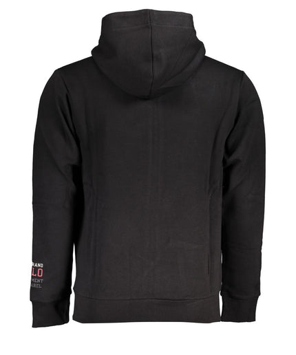 U.S. Grand Polo Sleek Black Fleece Hooded Sweatshirt