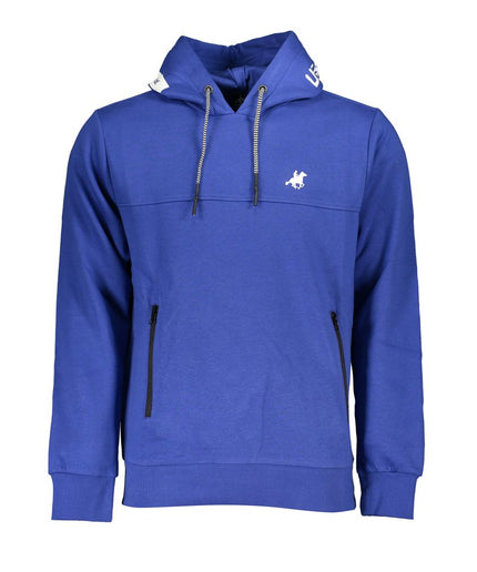 U.S. Grand Polo Chic Blue Hooded Fleece Sweatshirt with Logo Detail