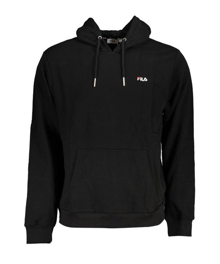 Fila Sleek Black Hooded Sweatshirt with Embroidery