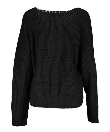 Patrizia Pepe Elegant Long Sleeved V-Neck Sweater with Chic Details