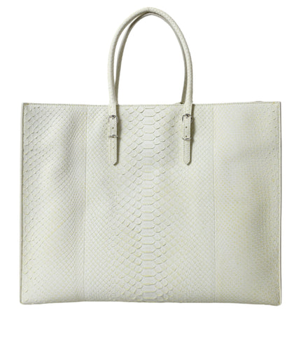 Balenciaga Chic Python Leather Tote in White & Yellow