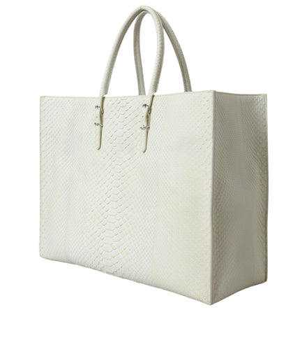 Balenciaga Chic Python Leather Tote in White & Yellow