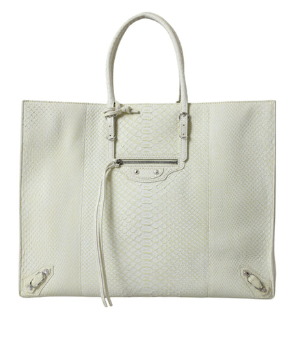 Balenciaga Chic Python Leather Tote in White & Yellow