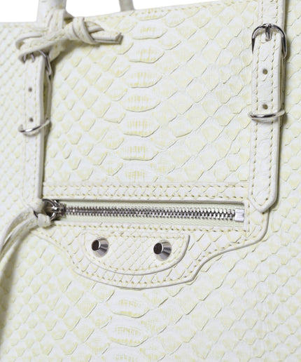 Balenciaga Chic Python Leather Tote in White & Yellow