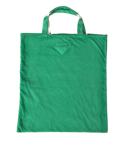 Prada Elegant Green Fabric Tote Bag