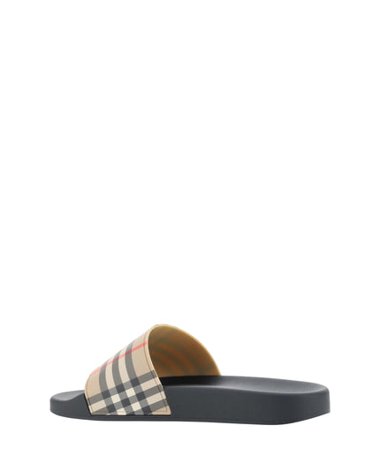 Burberry Brown Rubber Slides Sandals