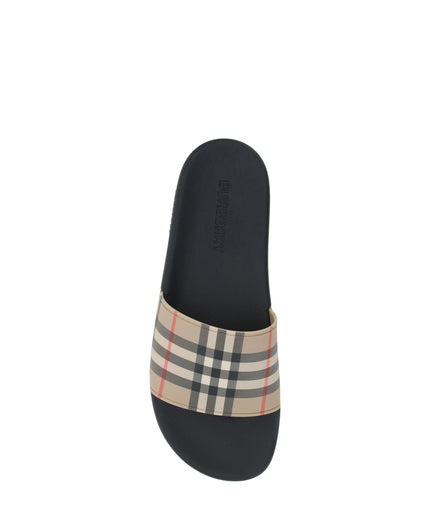 Burberry Brown Rubber Slides Sandals