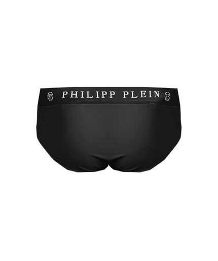 Philipp Plein Black Polyamide Men Swimwear