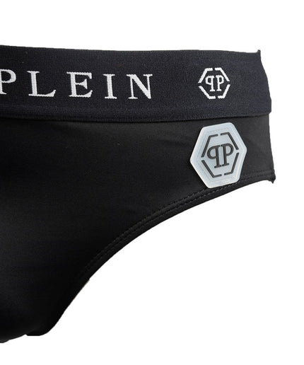 Philipp Plein Black Polyamide Men Swimwear