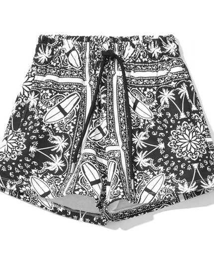 Comme Des Fuckdown Chic Monochrome Palms Cotton Shorts