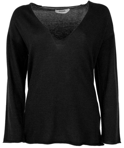 Alpha Studio Black Cotton Sweater