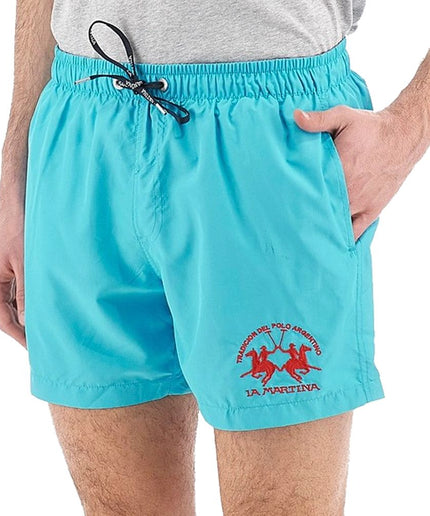 La Martina Light Blue Polyester Men Swimwear